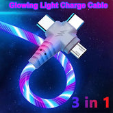 3 IN 1 Glowing LED Light Phone Charger, Luminous Type-C Micro USB Cable